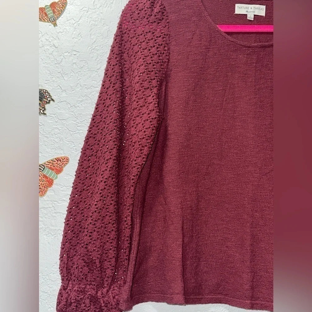 Texture and Thread (Madewell) Eyelet Mix Ruffle Sleeve Blouse - Picture 2 of 8